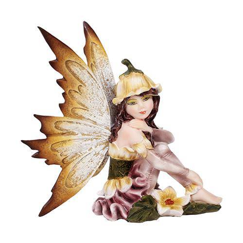 Fairy Emma, Fairy Garden Fairy, Yellow Fairy, Sitting Fairy - Mini Fairy Garden World