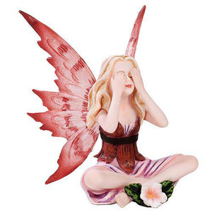 Fairy Mia, Fairy Garden Fairy, Red Fairy, Sitting Fairy - Mini Fairy Garden World