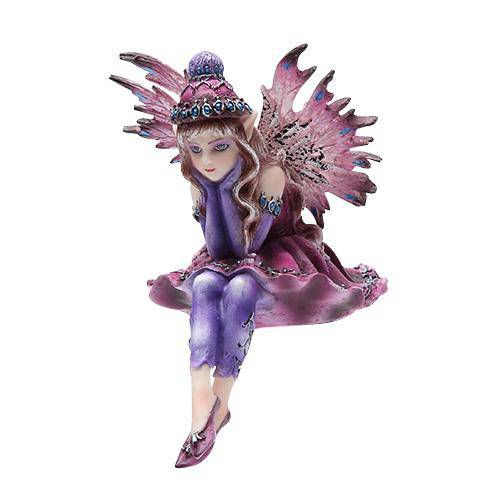 Sitting Fairy Finley, Fairy Garden Fairy, Purple Fairy - Mini Fairy Garden World