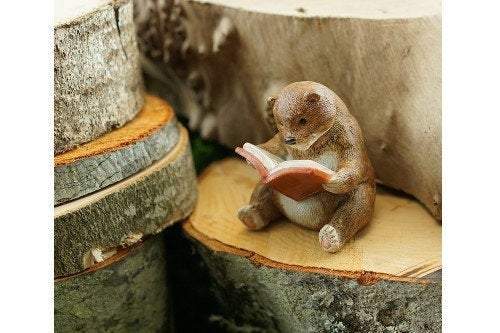 Baby Bear Reading, Mini Bear, Miniature Bear, Bear With Book, Fairy Garden Bear, Mini Sitting Bear, Dollhouse Bear, Fairy Garden - Mini Fairy Garden World