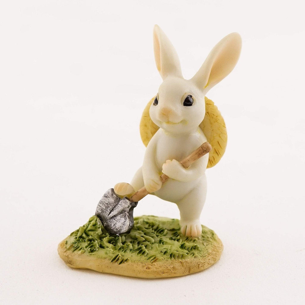 Bunny Gardener Digging, Fairy Garden, Fairy Bunny, Mini Bunny, Mini Rabbit - Mini Fairy Garden World