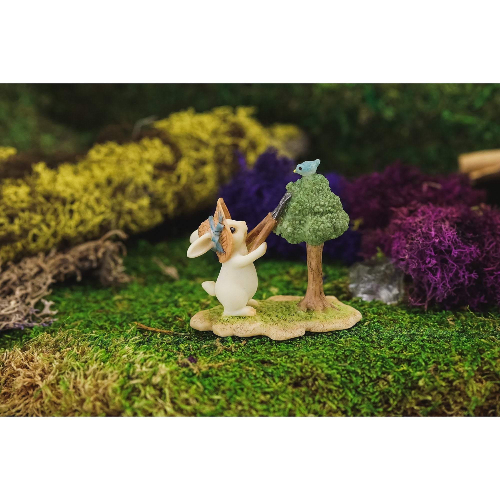 Bunny Gardener Mowing the Lawn, Fairy Garden, Mini Bunny, Mini Rabbit, Mini Bunny Gardener, Fairy Garden Bunny, Fairy Garden Rabbit - Mini Fairy Garden World