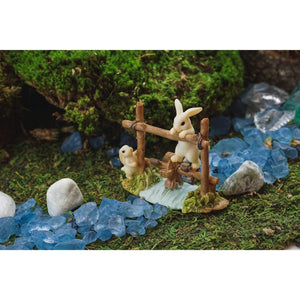 Bunny Rabbits Cuddling, Fairy Garden, Mini Bunnies, Bunny Couple - Mini Fairy Garden World