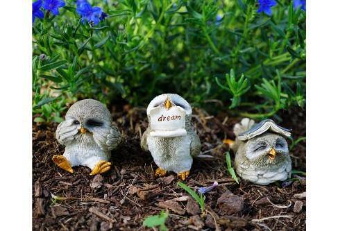 Cute Little Owls, Fairy Garden, Mini Owls, Miniature Owls - Mini Fairy Garden World
