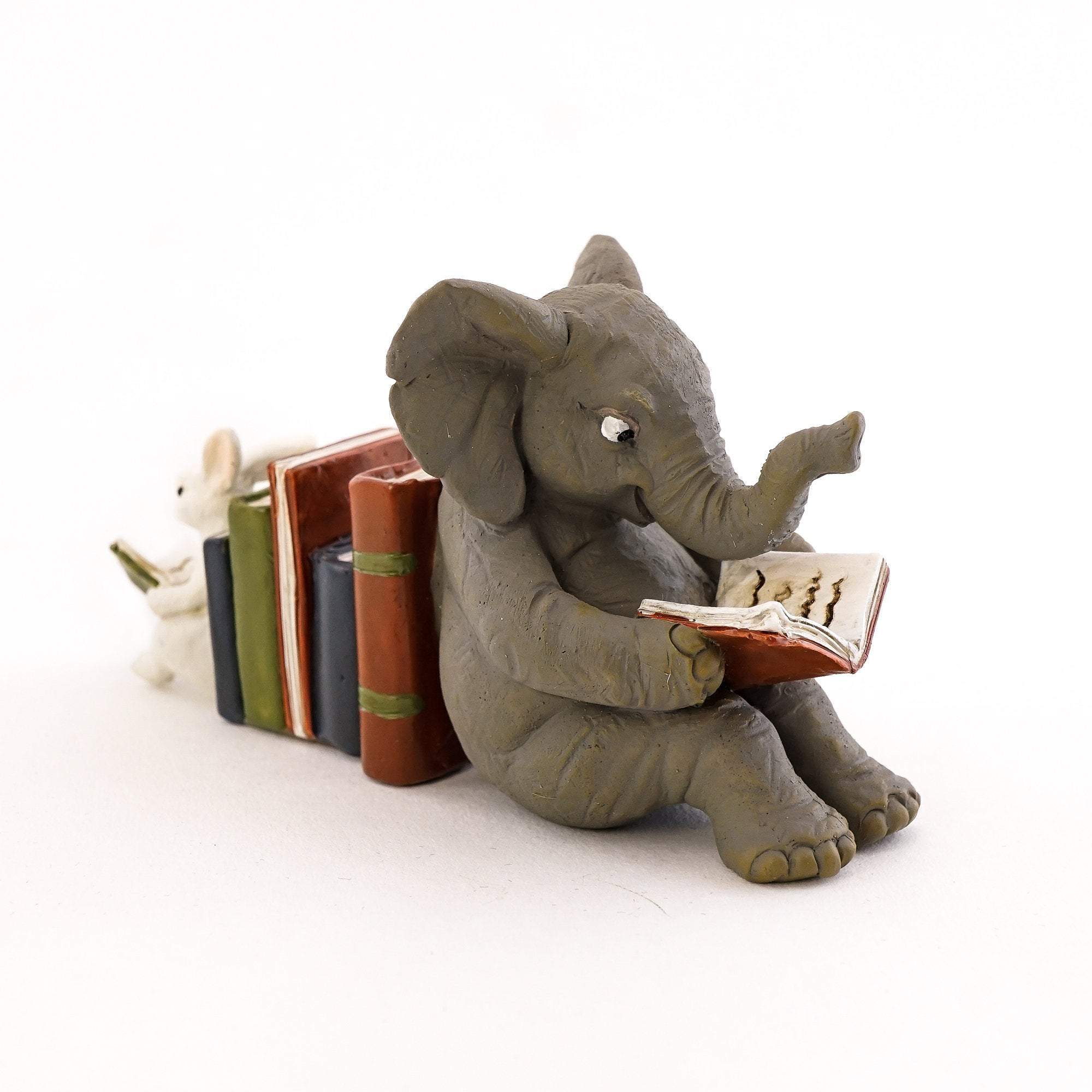 Elephant and Bunny Reading Together, Fairy Garden, Fairy Bunny, Mini Bunny, Mini Elephant - Mini Fairy Garden World