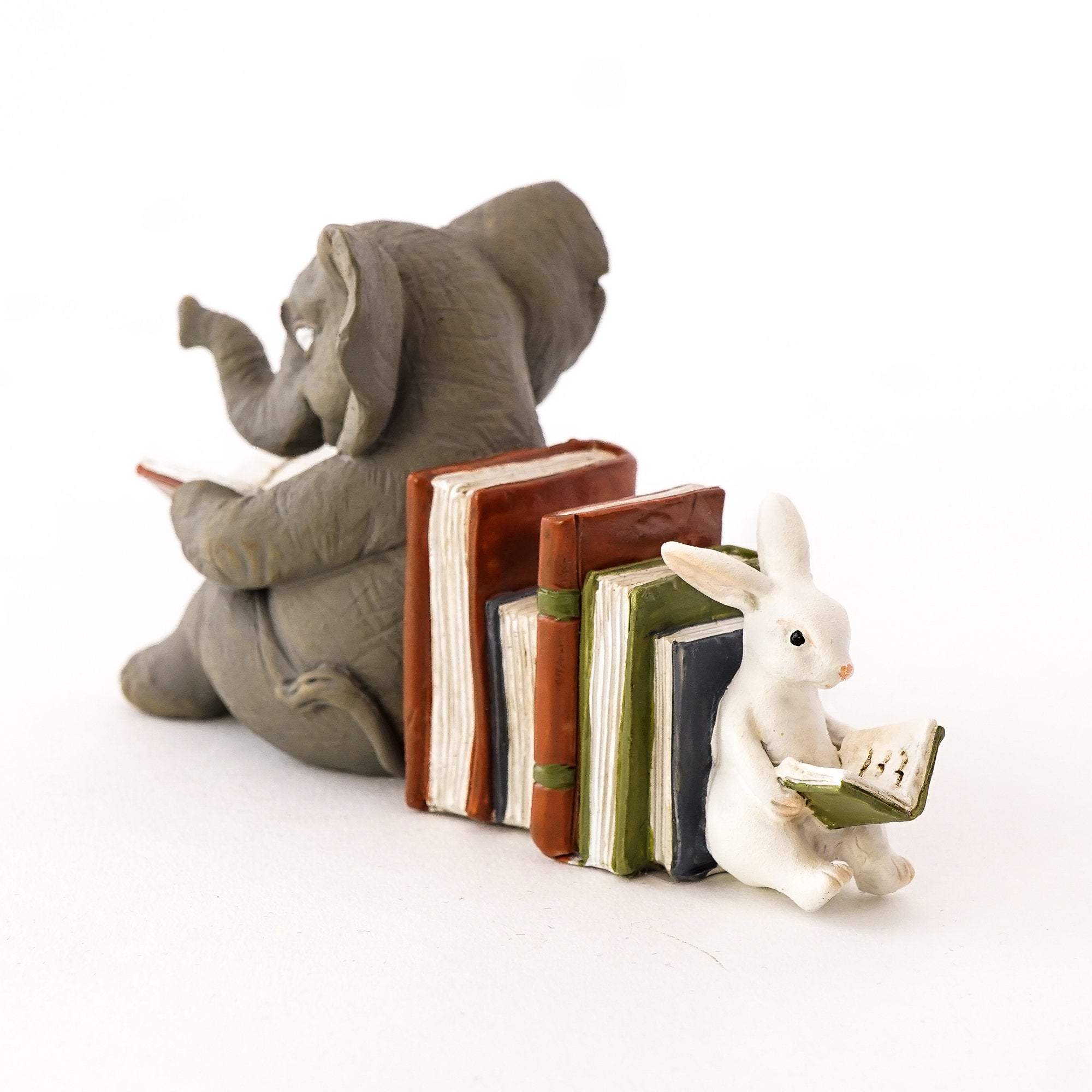 Elephant and Bunny Reading Together, Fairy Garden, Fairy Bunny, Mini Bunny, Mini Elephant - Mini Fairy Garden World