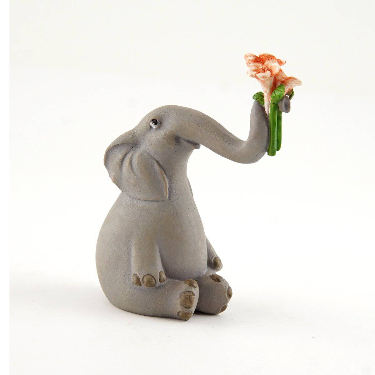 Elephant Holding up Flowers, Fairy Garden, Miniature Elephant, Mini Elephant - Mini Fairy Garden World