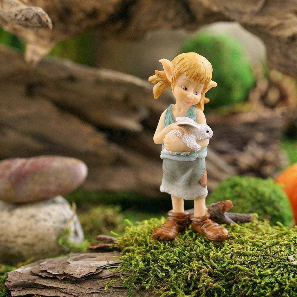 Fairy Garden Mini - Garden Pixie Hugging Bunny - Miniature Supplies Accessories Dollhouse - Mini Fairy Garden World