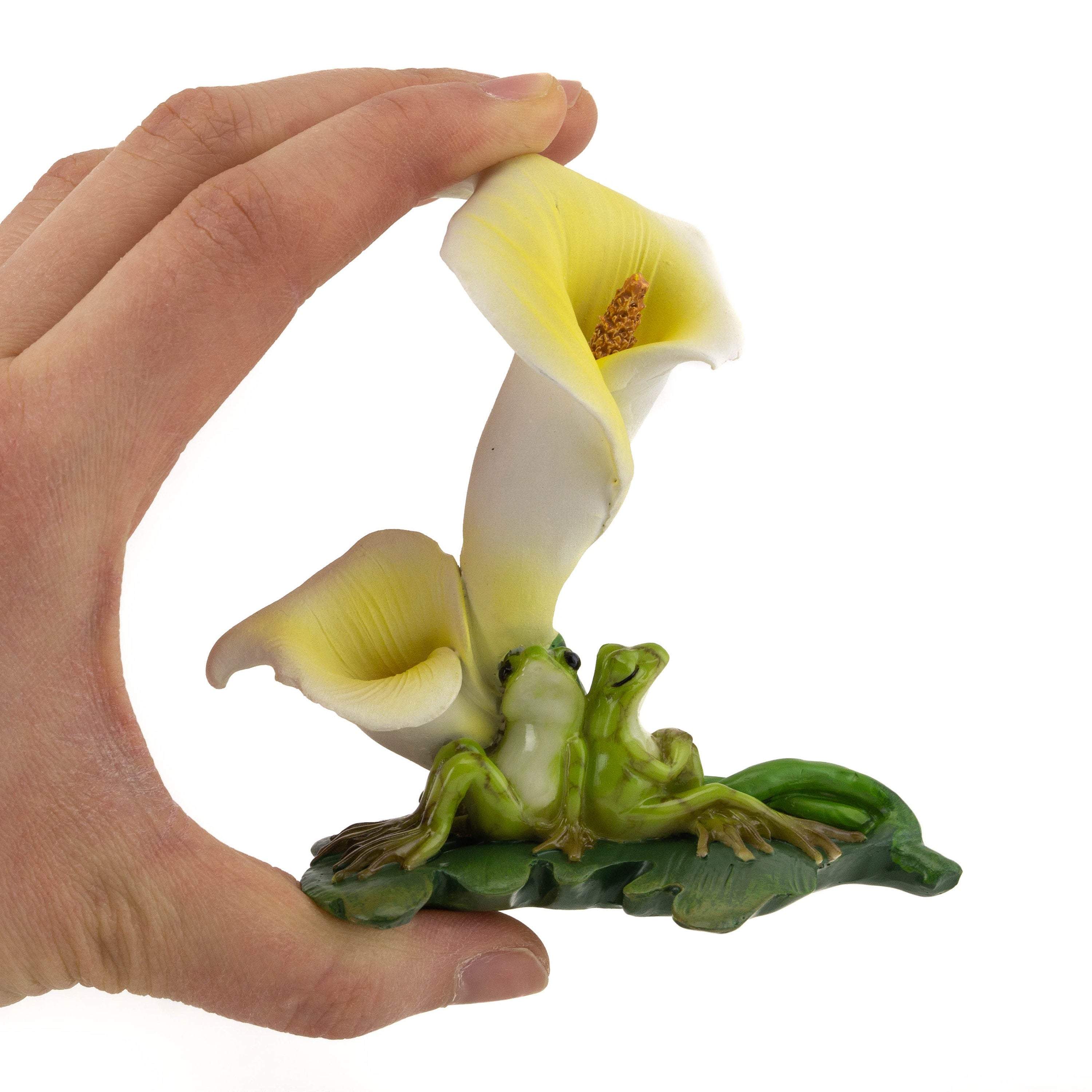 Frog With Calla Lily, Fairy Garden, Mini Frog, Miniature Frog, Frog With Flower - Mini Fairy Garden World