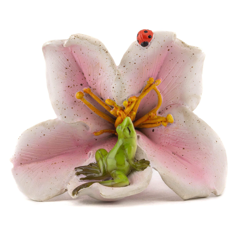 Frog With Lily, Fairy Garden, Mini Frog, Miniature Frog, Frog With Flower - Mini Fairy Garden World