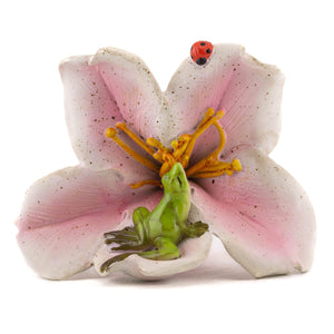 Frog With Lily, Fairy Garden, Mini Frog, Miniature Frog, Frog With Flower - Mini Fairy Garden World
