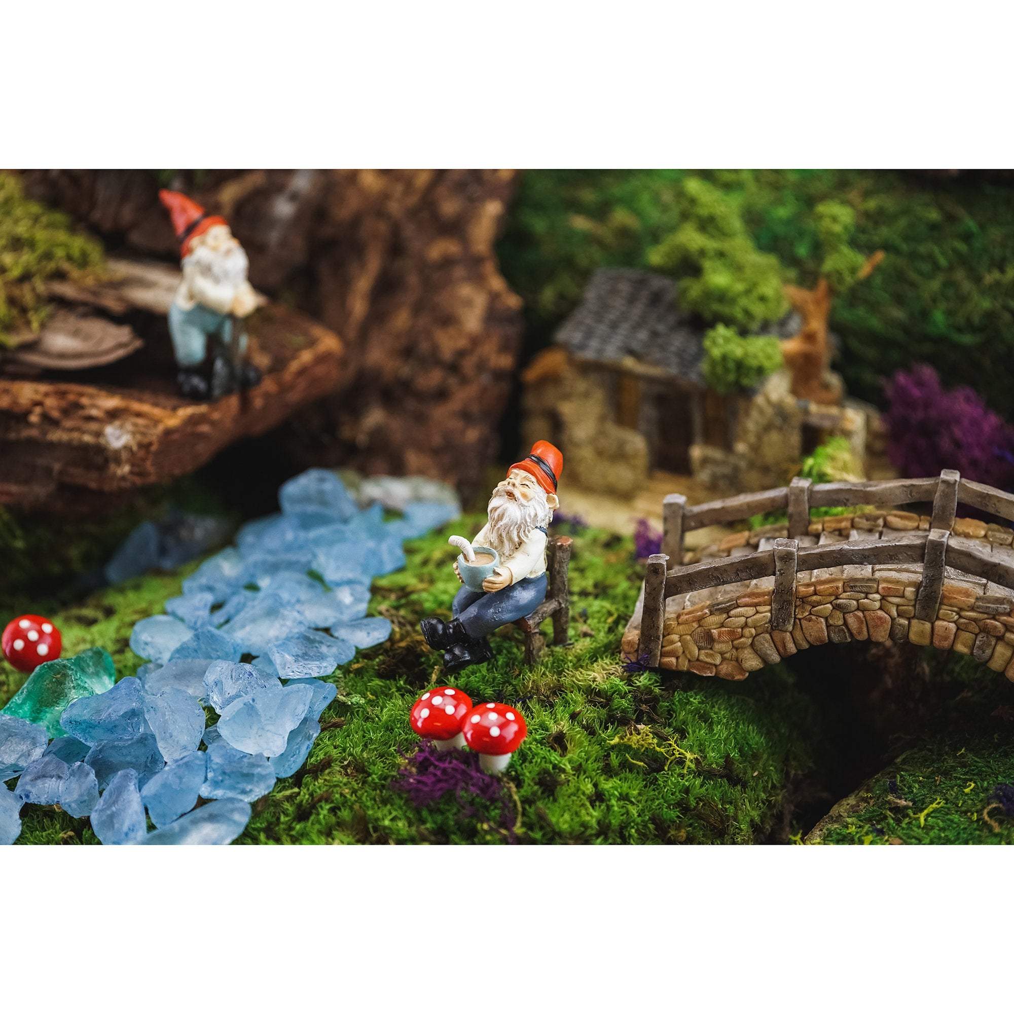 Garden Gnome with Coffee, Fairy Garden Gnome, Mini Gnome, Miniature Gnome, Gnome Latte, Fairy Garden - Mini Fairy Garden World