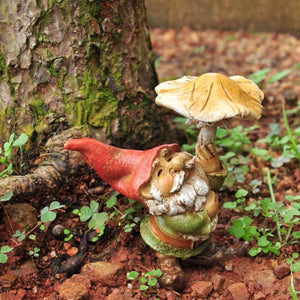 Garden Gnome With Mushroom Umbrella, Fairy Garden, Fairy Gnome, Mini Gnome - Mini Fairy Garden World