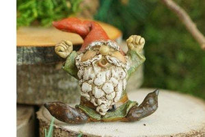 Garden Gnome Yawning, Fairy Garden Gnome, Mini Gnome, Miniature Gnome, Gnome Red Hat, Fairy Garden - Mini Fairy Garden World
