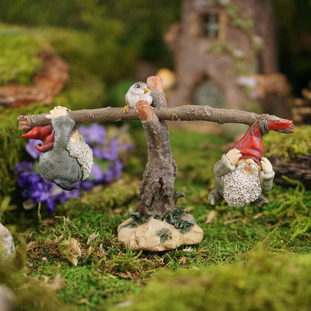 Garden Gnomes Playing on Seesaw, Mini Gnomes, Fairy Garden Gnomes, Gnomes Playing, Miniature Gnomes, Fairy Garden - Mini Fairy Garden World