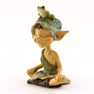 Garden Pixie Meditating with Frog, Fairy Garden, Mini Pixie, Mini Sprite - Mini Fairy Garden World