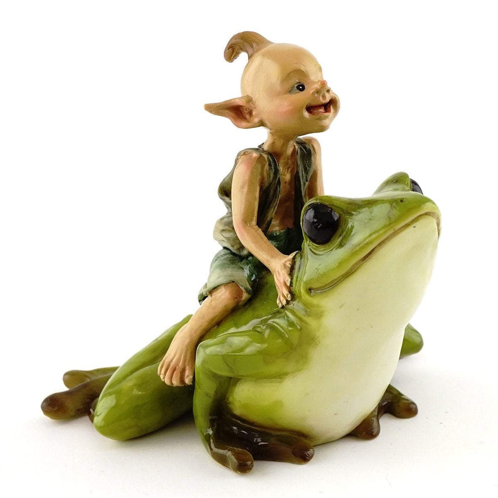 Garden Pixie Riding Frog, Fairy Garden, Mini Pixie, Miniature Frog - Mini Fairy Garden World