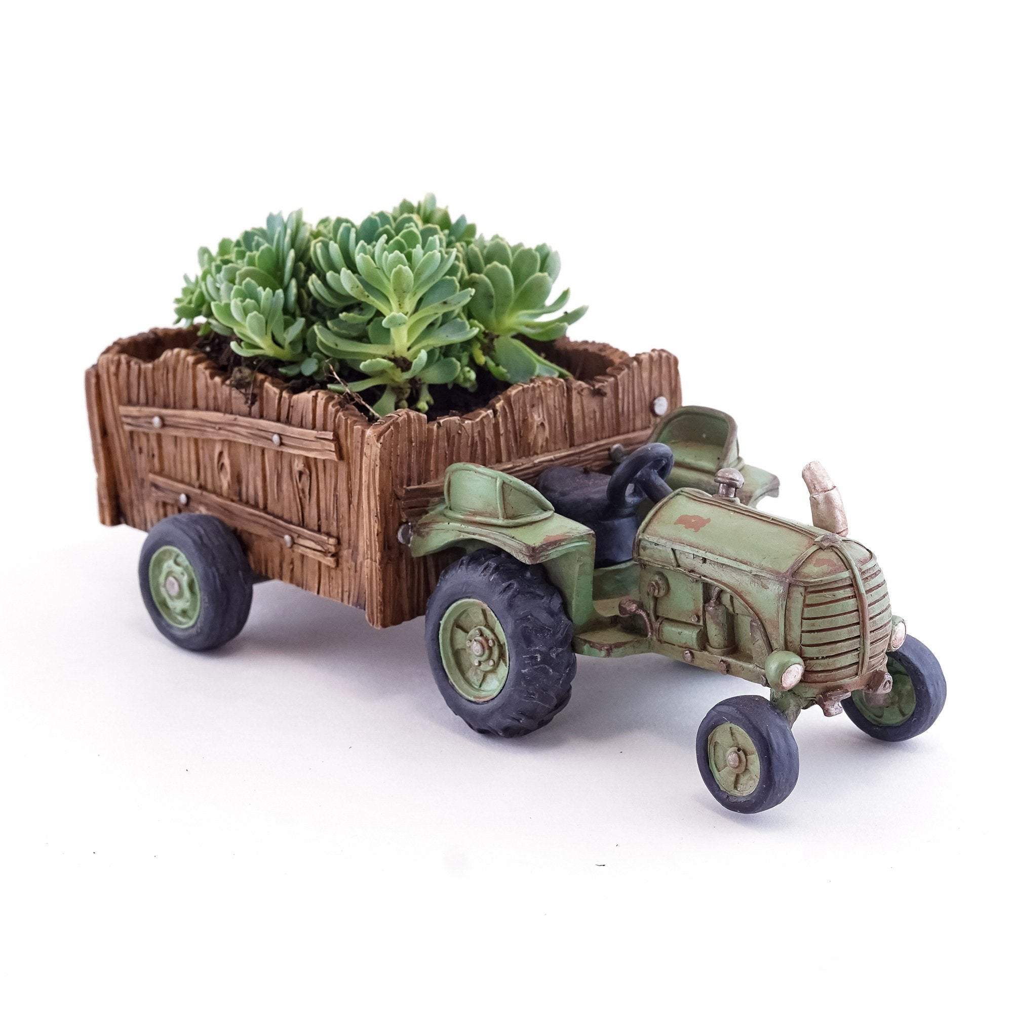 Green Farm Tractor Succulent Planter, Fairy Garden - Mini Fairy Garden World