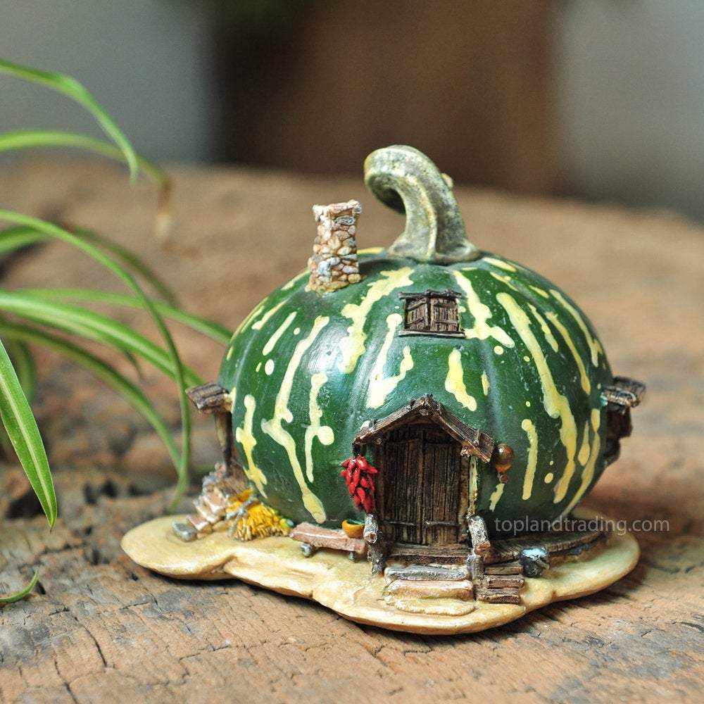Green Gourd Fairy House, Fairy Garden, Fairy Home, Fairy Cottage - Mini Fairy Garden World