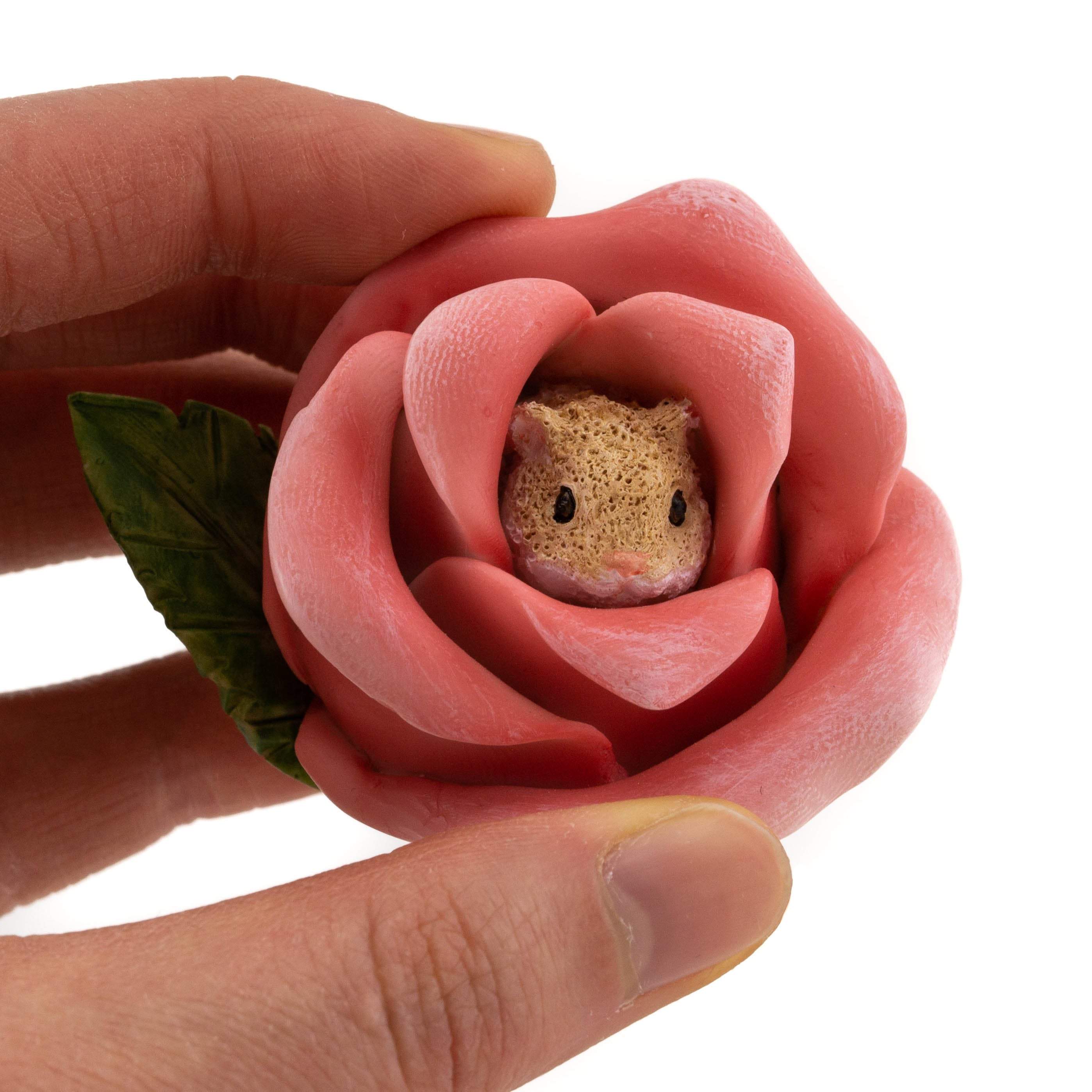 Hamster In Rose, Fairy Garden, Mini Hamster, Miniature Hamster - Mini Fairy Garden World