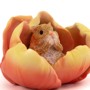 Hamster In Tulip, Fairy Garden, Mini Hamster, Miniature Hamster - Mini Fairy Garden World