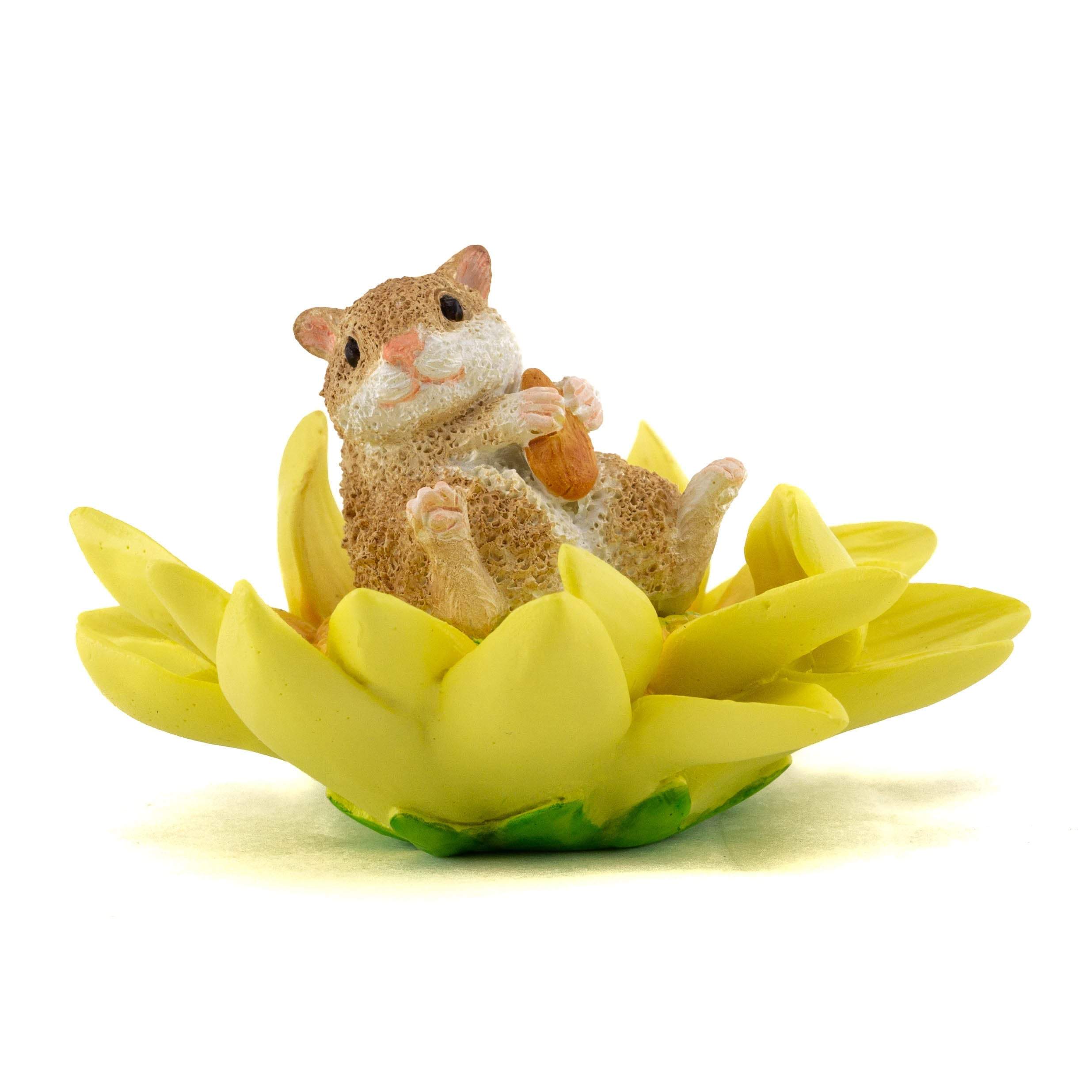 Hamster On Sunflower, Fairy Garden, Mini Hamster, Miniature Hamster - Mini Fairy Garden World