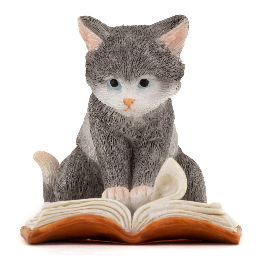 Kitten Reading, Fairy Garden, Mini Kitten Miniature Kitten, Mini Cat - Mini Fairy Garden World