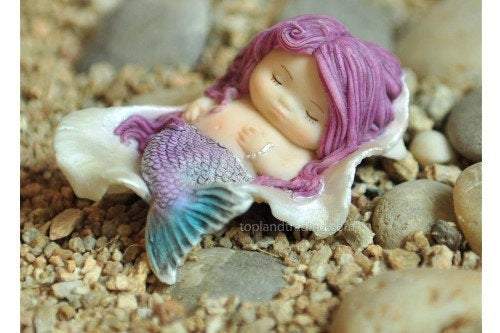 Little Mermaid Sleeping In A Seashell, Fairy Garden, Aquarium Mermaid, Miniature Mermaid, Fairy Garden Supply, Fairy Garden Accessory, Fairy Garden - Mini Fairy Garden World