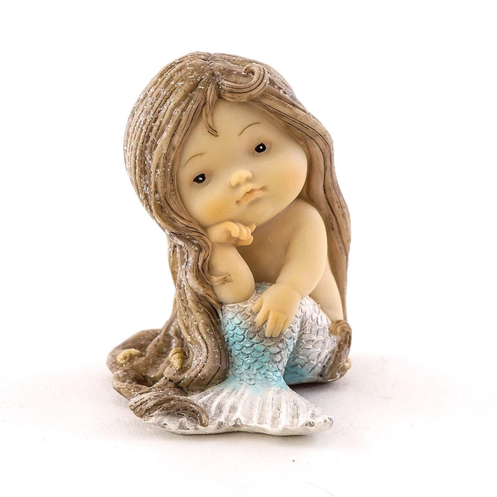 Little Mermaid with Blue Tail, Fairy Garden, Mini Mermaid, Aquarium Mermaid - Mini Fairy Garden World