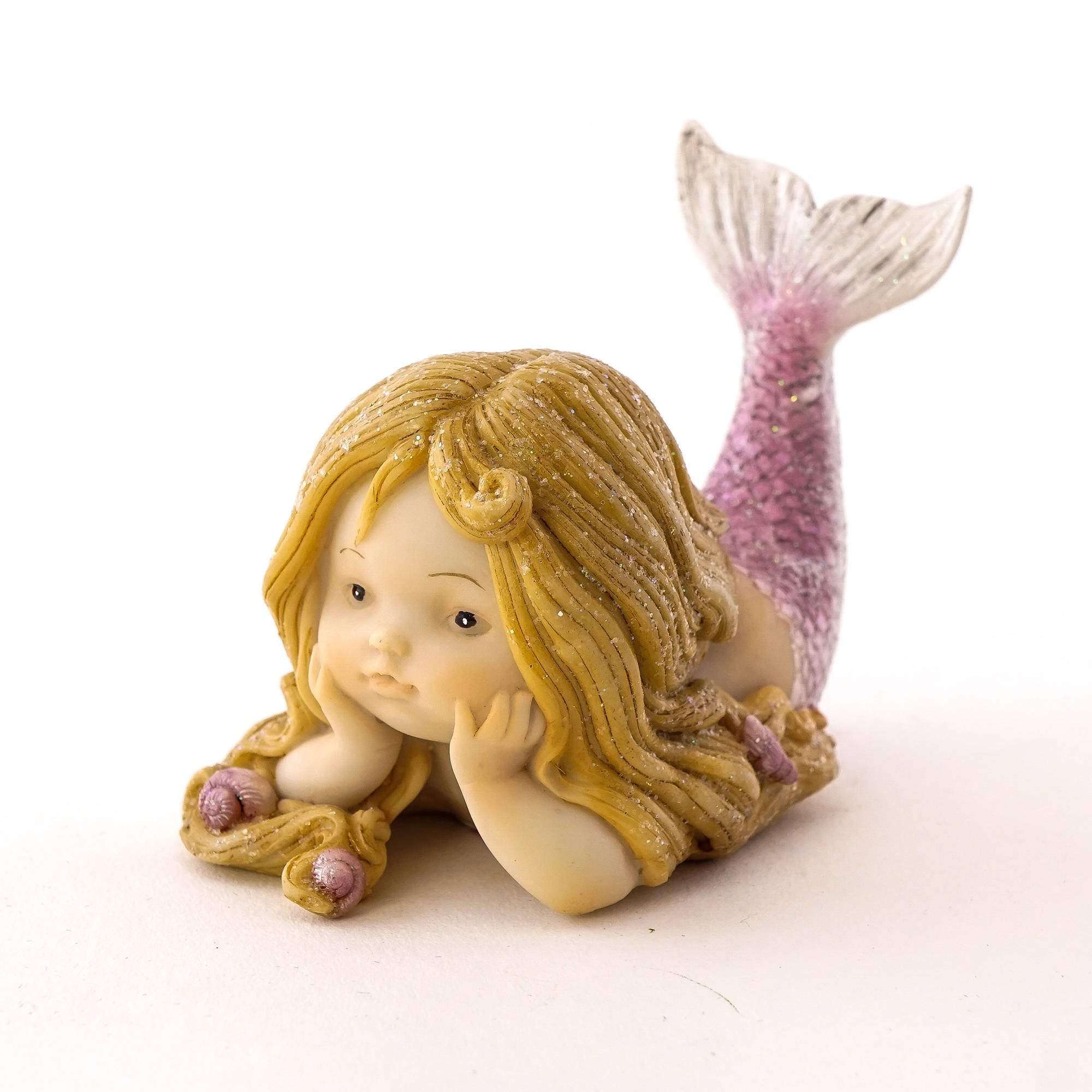 Little Mermaid with Purple Tail, Aquarium Mermaid, Mini Mermaid, Miniature Mermaid, Fairy Garden Mermaid, Fairy Garden - Mini Fairy Garden World