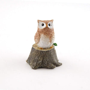 Little Owl On Stump, Mini Owl, Miniature Owl, Fairy Garden Owl, Owl Sitting, Dollhouse Owl, Fairy Garden - Mini Fairy Garden World