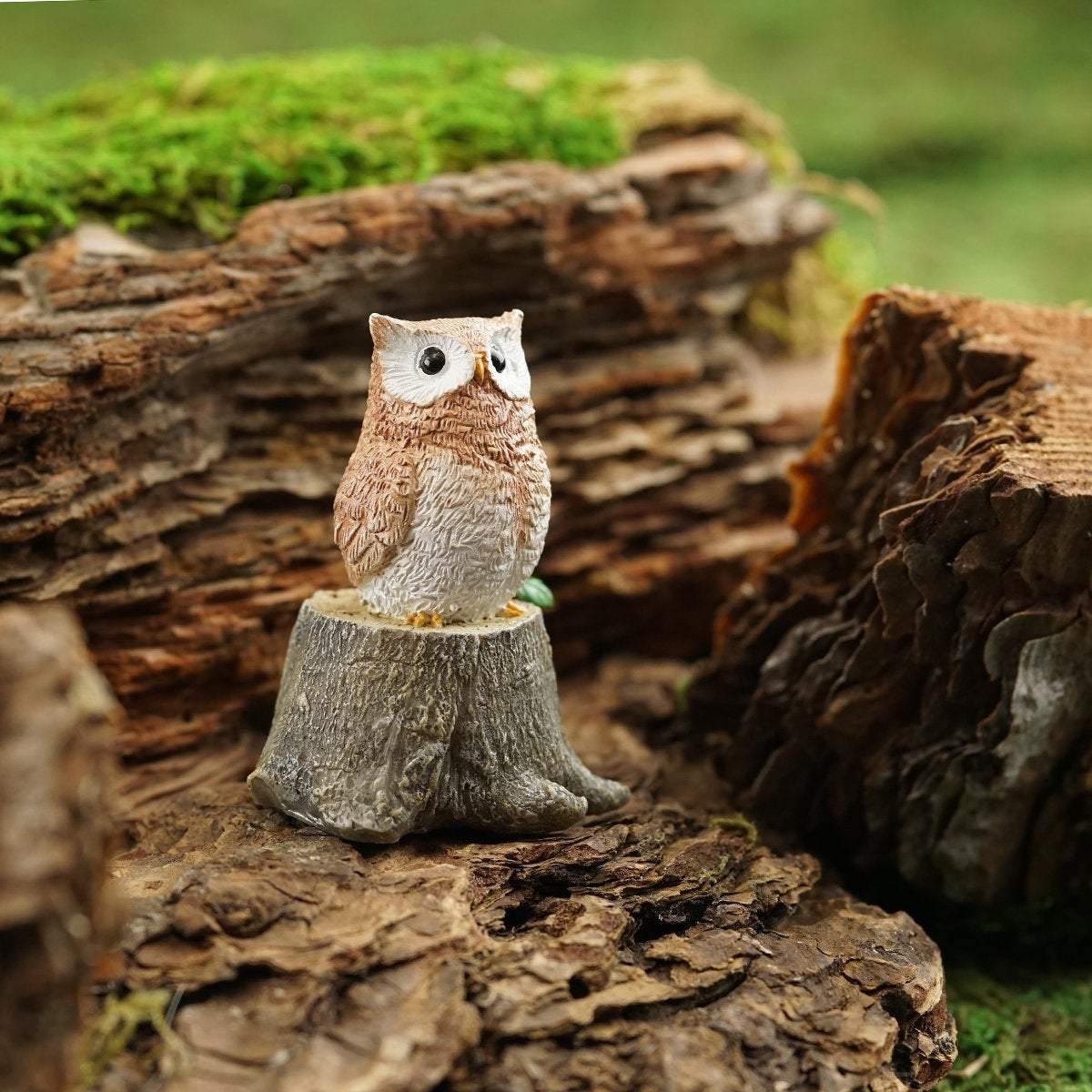 Little Owl On Stump, Mini Owl, Miniature Owl, Fairy Garden Owl, Owl Sitting, Dollhouse Owl, Fairy Garden - Mini Fairy Garden World