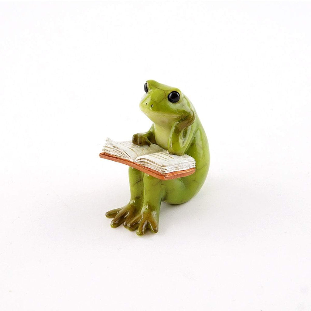 Little Reading Frog, Mini Frog, Miniature Frog, Sitting Frog, Fairy Garden Frog, Frog With Book, Dollhouse Frog, Terrarium Frog, Fairy Garden - Mini Fairy Garden World