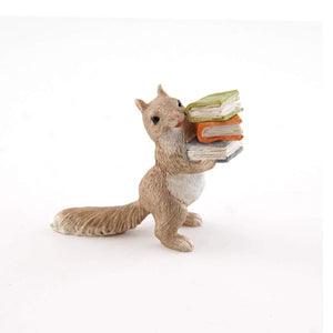 Little Squirrel Carrying Books, Mini Squirrel, Fairy Garden Squirrel, Squirrel Reading, Fairy Garden - Mini Fairy Garden World