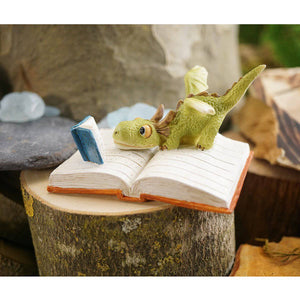 Mini Dragon Reading, Fairy Garden, Mini Dragon, Miniature Dragon - Mini Fairy Garden World