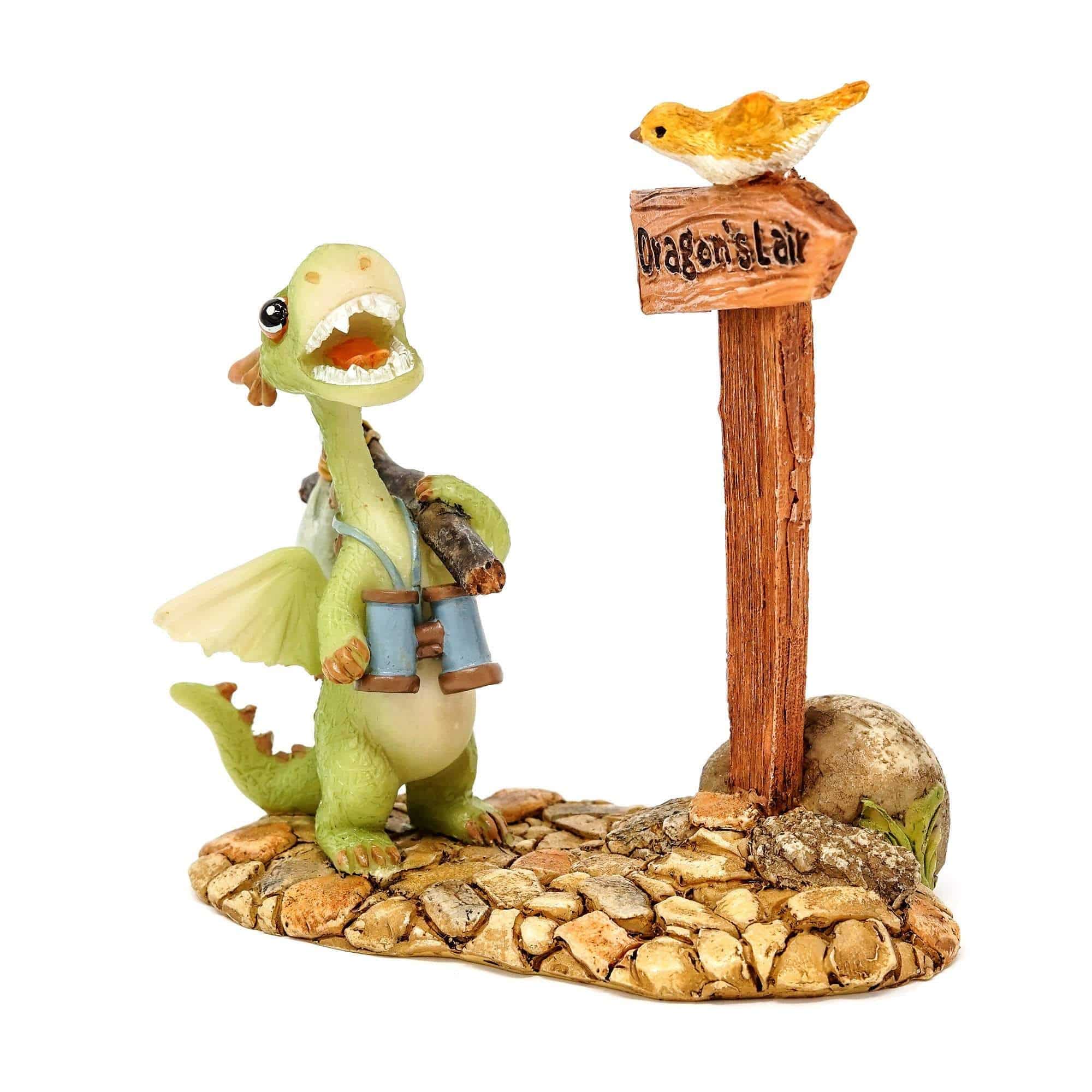Mini Dragon Scaley Off to The Dragon's Lair, Mini Dragon, Miniature Dragon, Dragon Figurine, Dragon Walking, Fairy Garden, Fairy Garden - Mini Fairy Garden World