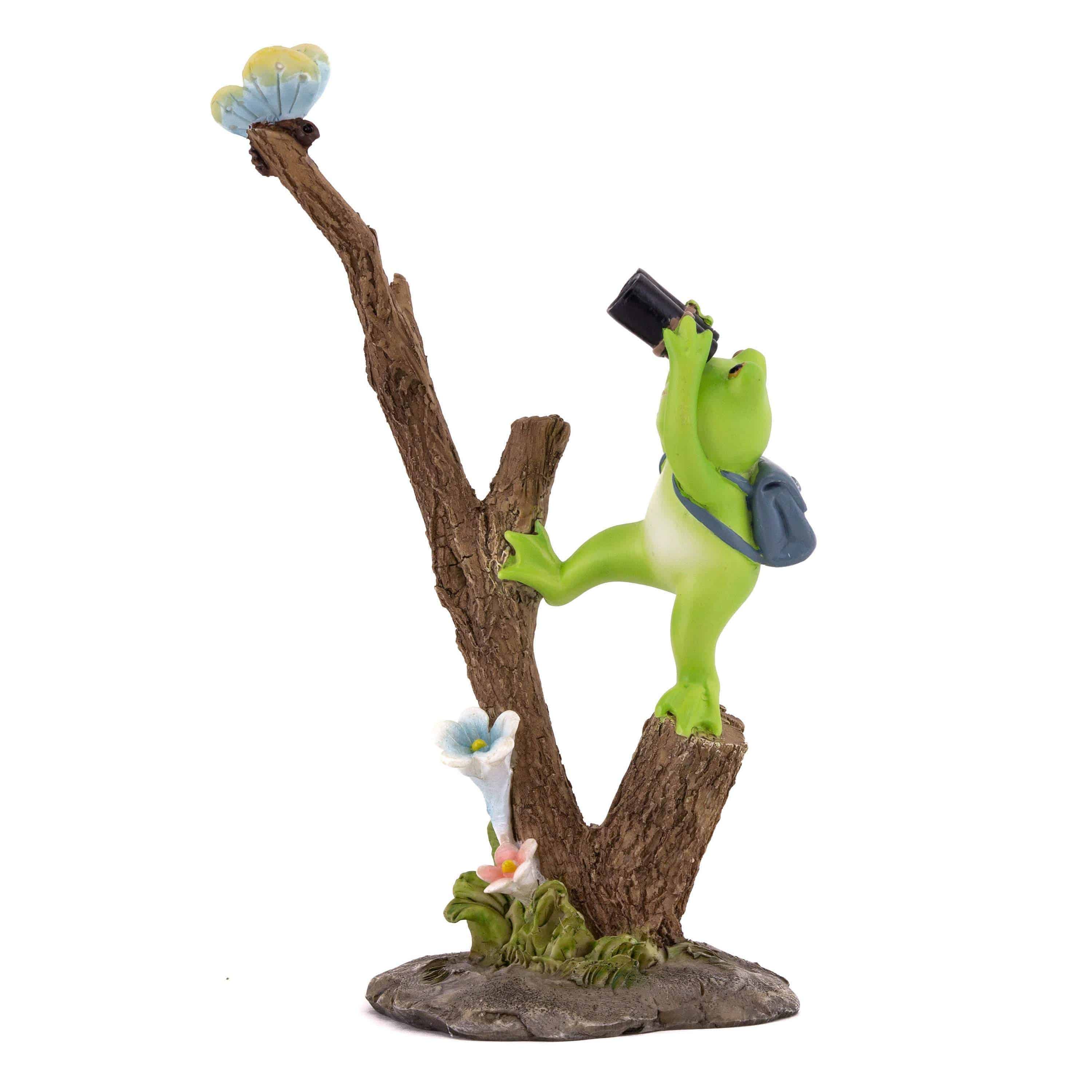 Mini Frog Off On An Adventure, Fairy Garden, Miniature Frog, Frog With Birds - Mini Fairy Garden World