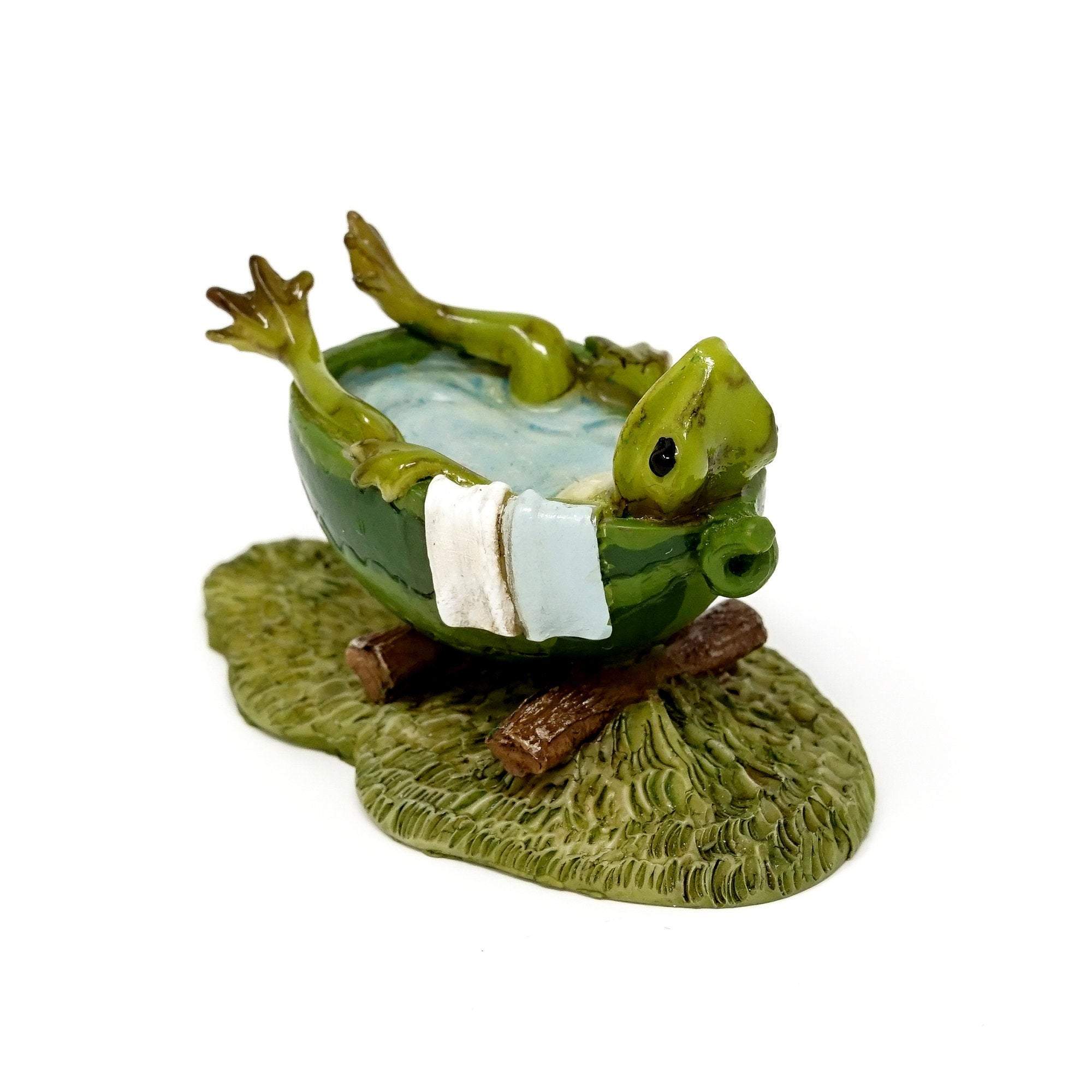 Mini Frog Taking a Bath, Fairy Garden, Mini Frog, Miniature Frog - Mini Fairy Garden World