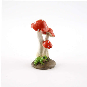Mini Frog with Red Mushrooms, Mini Frog, Miniature Frog, Fairy Garden Frog, Fairy Mushrooms, Red Mushrooms, Fairy Garden - Mini Fairy Garden World