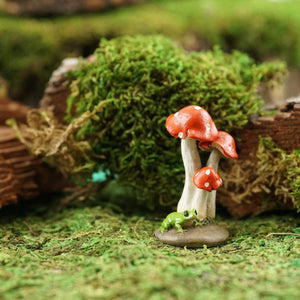 Mini Frog with Red Mushrooms, Mini Frog, Miniature Frog, Fairy Garden Frog, Fairy Mushrooms, Red Mushrooms, Fairy Garden - Mini Fairy Garden World