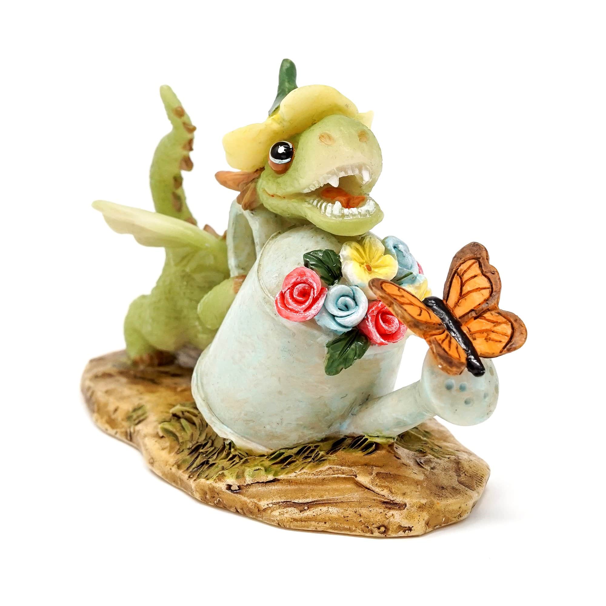 Mini Girl Dragon Emberz with Watering Can and Butterfly, Fairy Garden, Mini Dragon, Miniature Dragon, Fairy Dragon - Mini Fairy Garden World