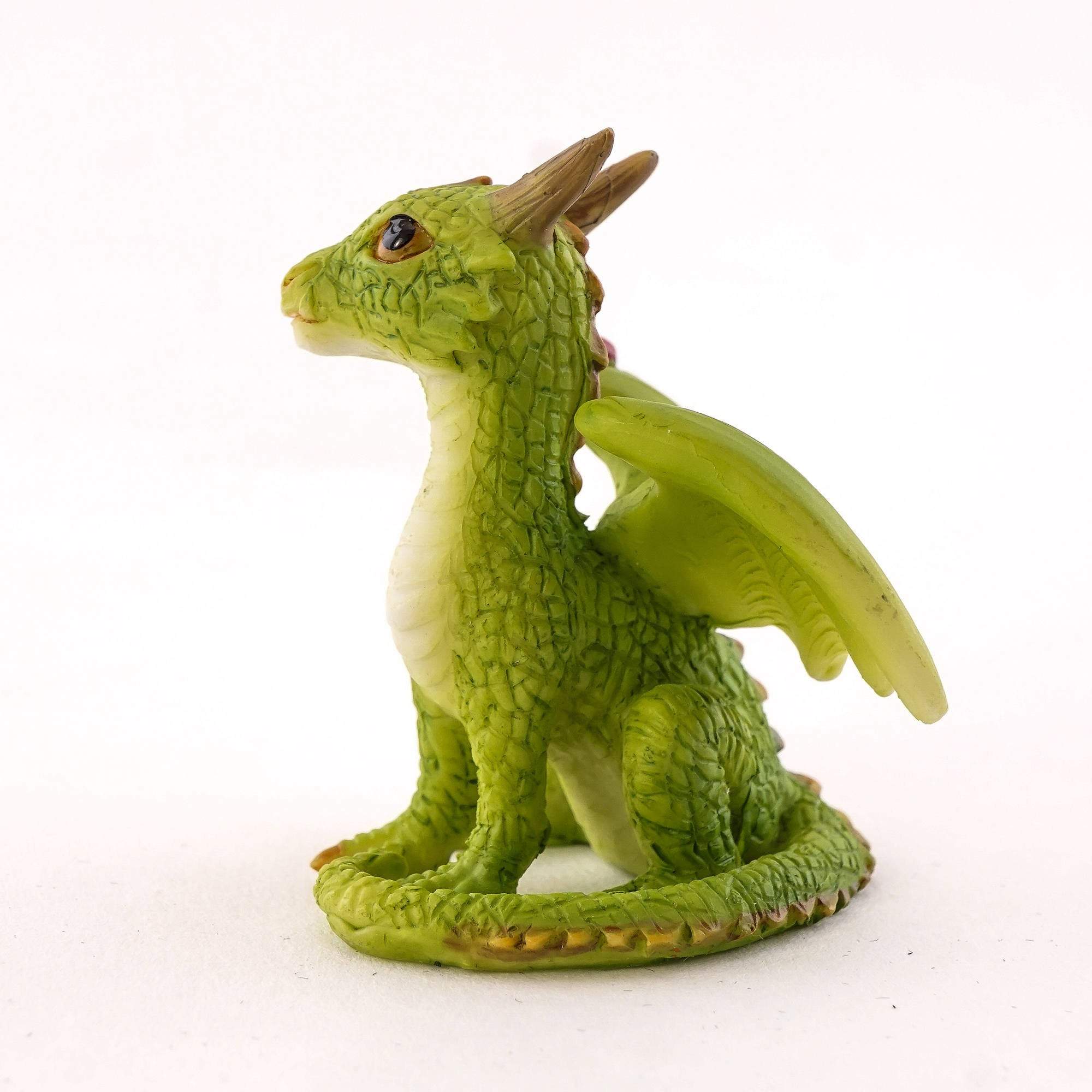 Mini Green Dragon with Ladybug, Fairy Garden, Mini Dragon, Miniature Dragon - Mini Fairy Garden World