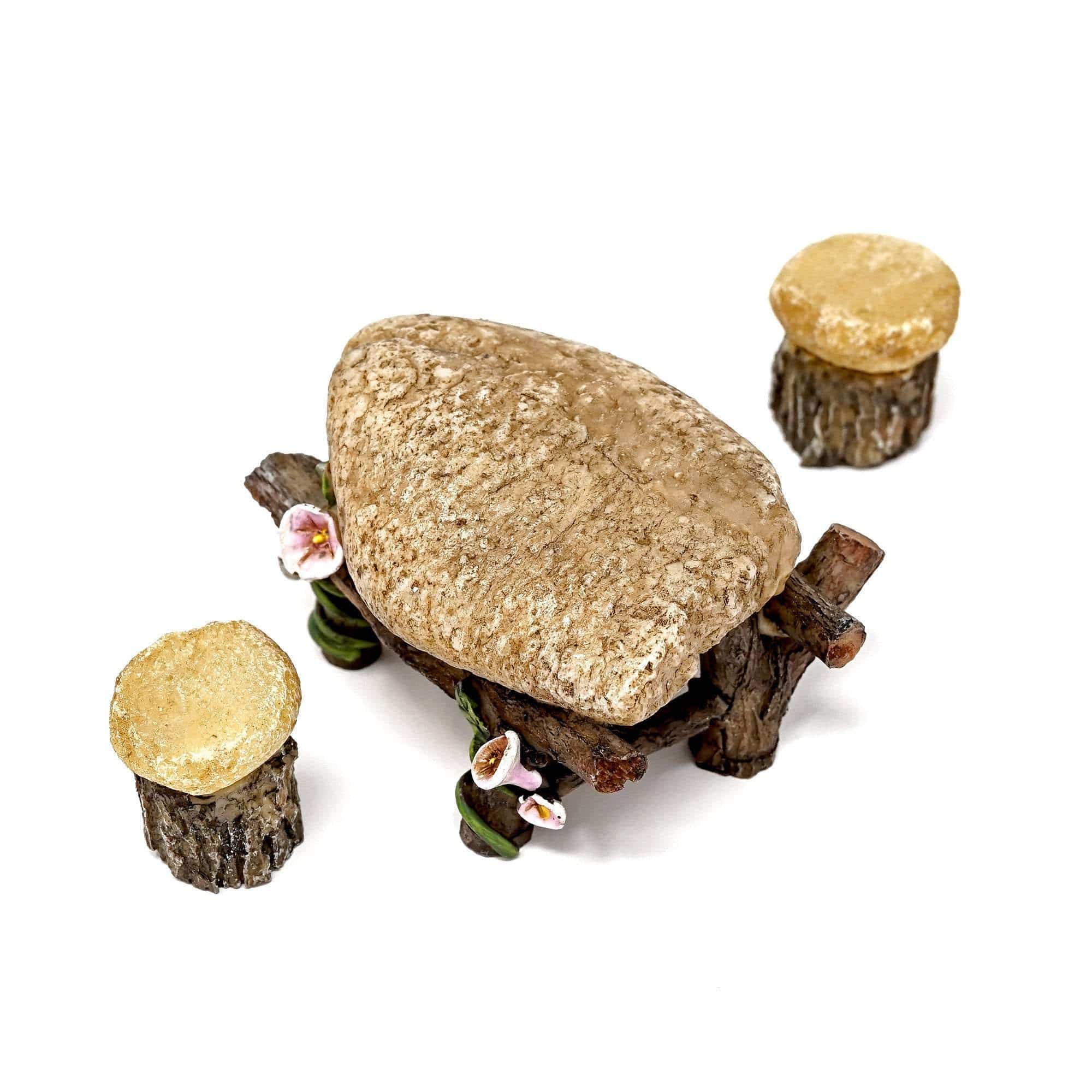 Mini Stone Table and Chairs Set, Fairy Garden Table And Chairs, Dollhouse Table And Cahirs, Mini Bistro, Miniature Bistro, Fairy Garden - Mini Fairy Garden World