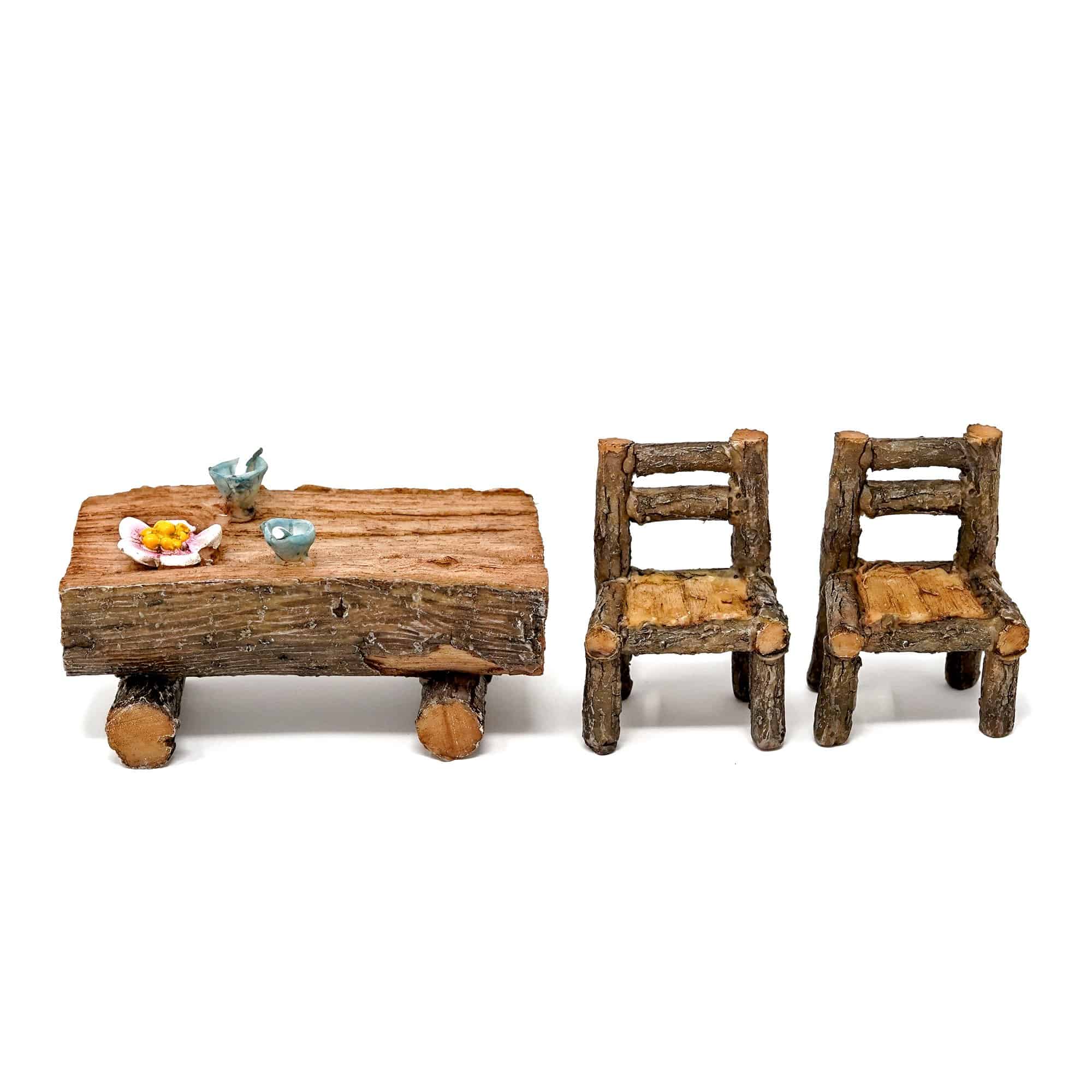 Mini Wooden Table and Chairs Set, Fairy Garden, Fairy Table, Fairy Chairs - Mini Fairy Garden World