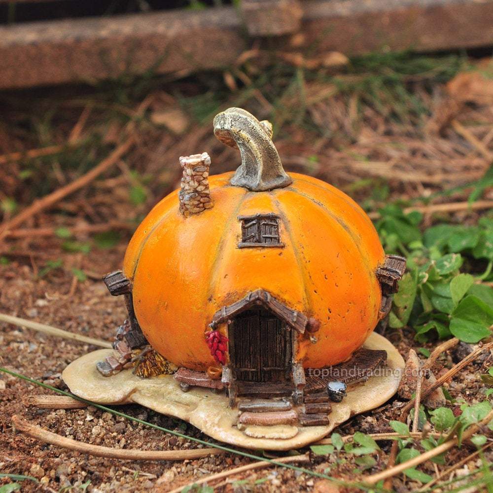 Orange Pumpkin Fairy House, Fairy Garden, Fairy Home, Mini Cottage - Mini Fairy Garden World
