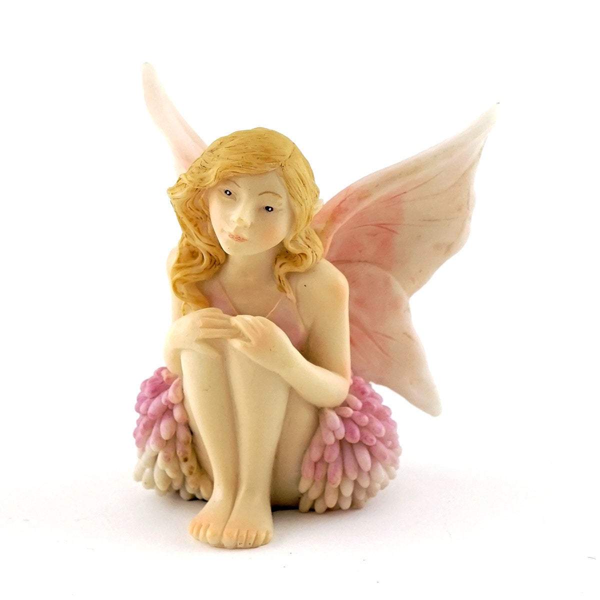 Reflecting Fairy, Fairy Figurine, Fairy Pink Dress, Mini Fairy, Miniature Fairy, Sitting Fairy, Kneeling Fairy, Fairy Garden - Mini Fairy Garden World