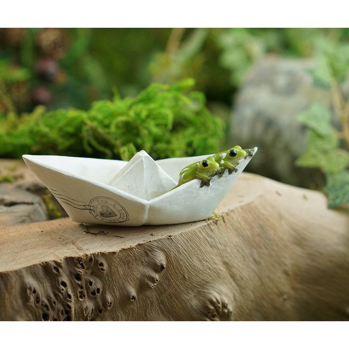 Sealed with Love Frog on Paper Boat, Fairy Garden, Fairy Frog, Mini Frog, Miniature Frog - Mini Fairy Garden World