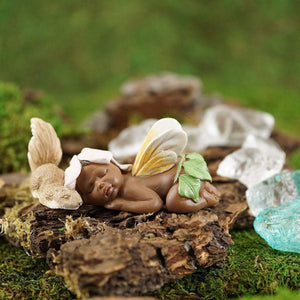 Sleeping Ebony Fairy, Mini Fairy Baby, Miniature Fairy Baby, Fairy Garden Baby, African Fairy Baby, Fairy Garden - Mini Fairy Garden World