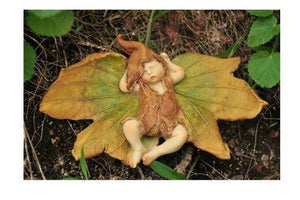 Sleeping Fairy Leaf Baby, Fairy Garden, Mini Fairy Baby - Mini Fairy Garden World