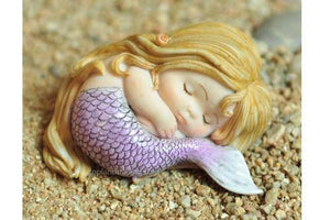 Sleeping Little Mermaid, Fairy Garden, Mini Mermaid, Aquarium Mermaid - Mini Fairy Garden World